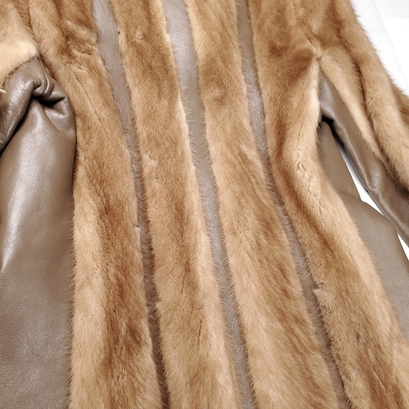 Sedran Furs Vintage Mink Leather Belted Fur Coat Combo - Picture 14 of 16